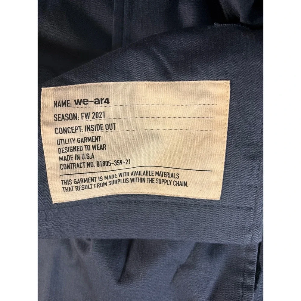 WE-AR4 Hooded Utility Jacket Womens XS Navy Blue Plaid Cuffs Double Breasted NWT - Picture 5 of 10